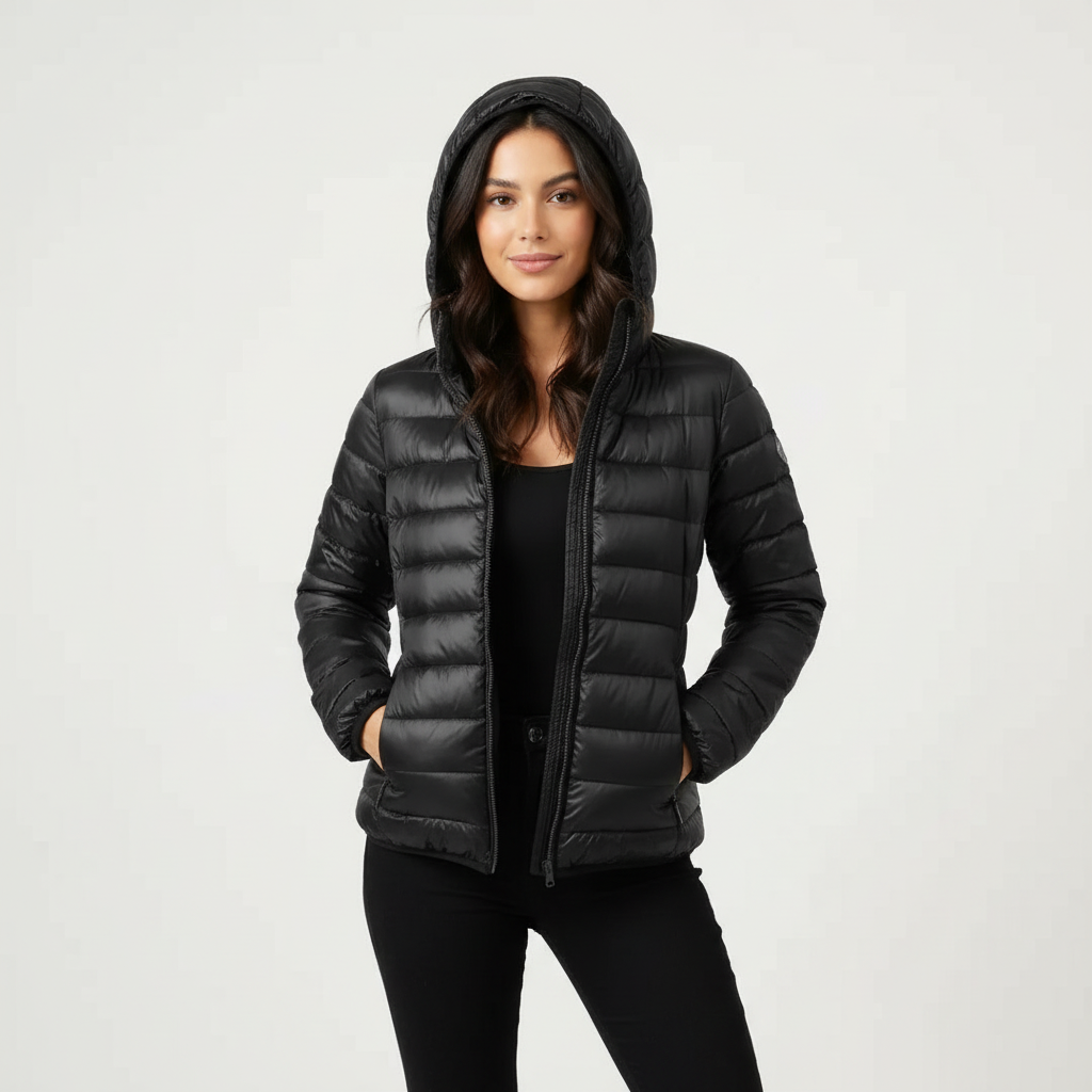 Everyday women's sporty puffer jacket, warm and cozy, blending modern style with versatility.
