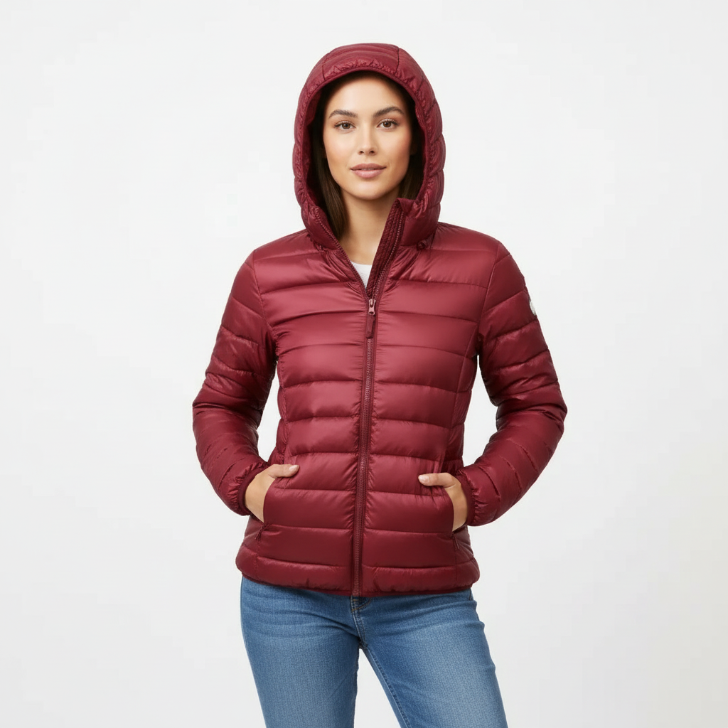 Modern women's puffer jacket, perfect for sporty elegance, warmth & versatile winter outerwear.