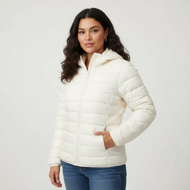 Women's sporty puffer jacket for ultimate winter warmth & modern style.