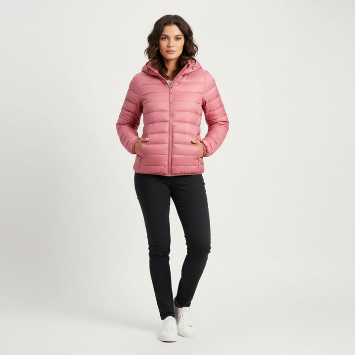 Versatile ladies' puffer jacket, warm, modern outerwear for active lifestyles and winter fashion.