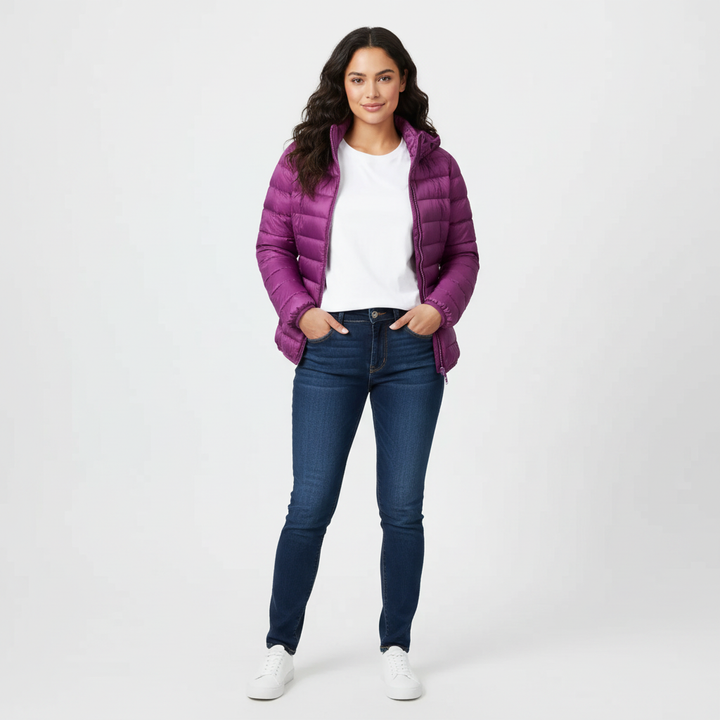 Warm & cozy women's puffer jacket, perfect for modern, active, and everyday winter fashion.
