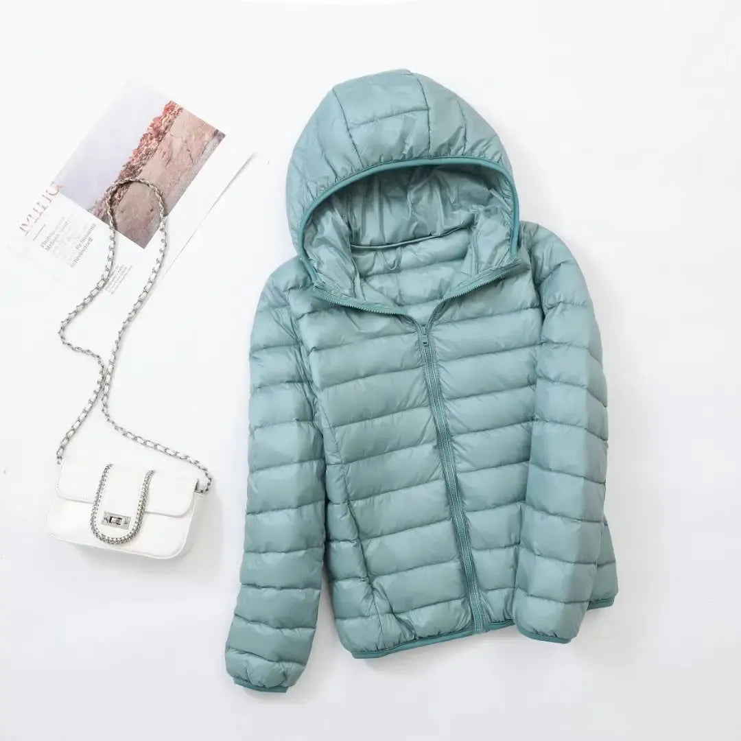 Chic & cozy women's puffer jacket, perfect for warm, active, and stylish winter outerwear.