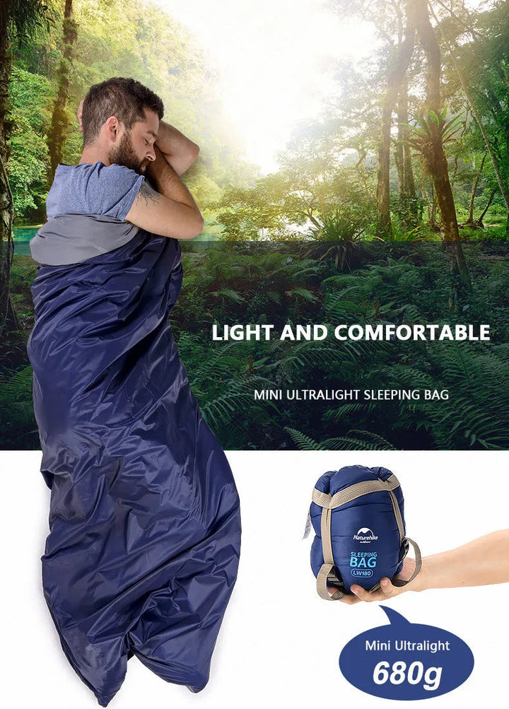 Unisex lightweight sleeping bag, machine washable. Compact & portable for outdoor camping, hiking, and travel adventures.