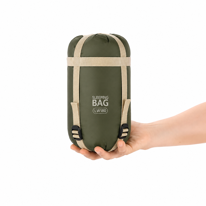 Compact outdoor sleeping bag for comfortable camping & hiking. Lightweight, warm, and portable travel gear for all.