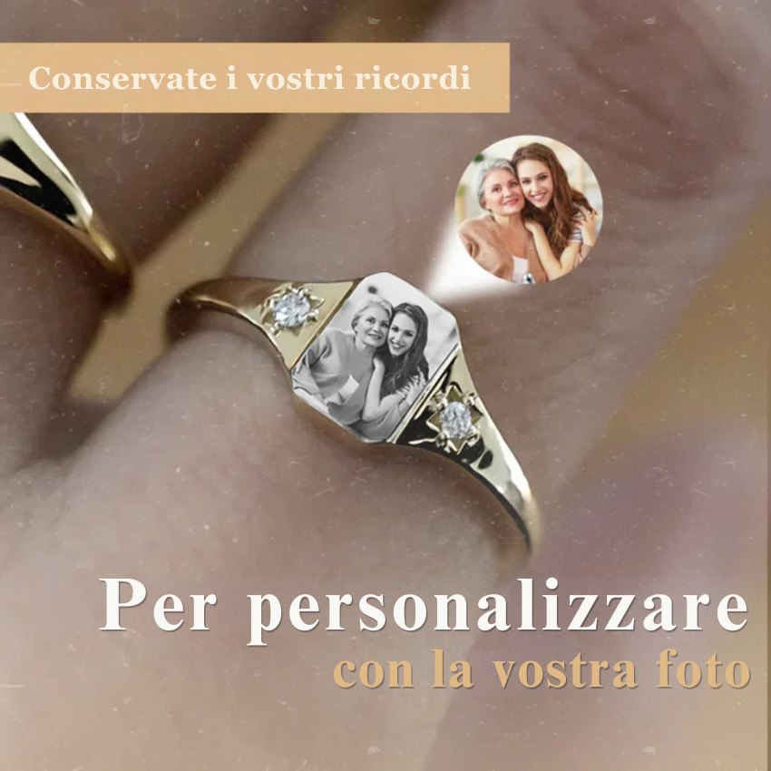 Custom sterling silver ring for women with personalized photo & birthstone. A sentimental memory gift for her.