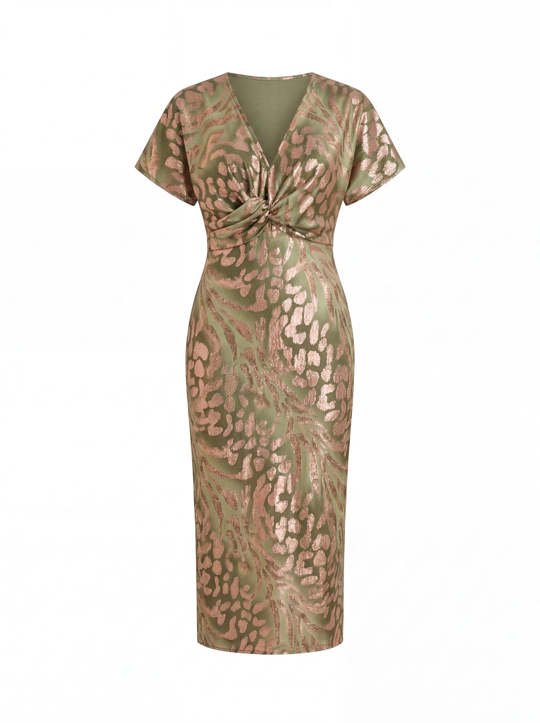 Beautiful copper midi dress for women, an elegant and flattering choice for any summer occasion.