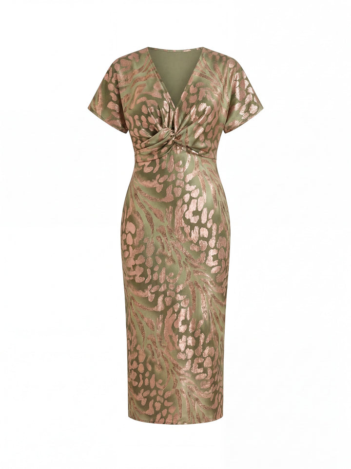 Beautiful copper midi dress for women, an elegant and flattering choice for any summer occasion.