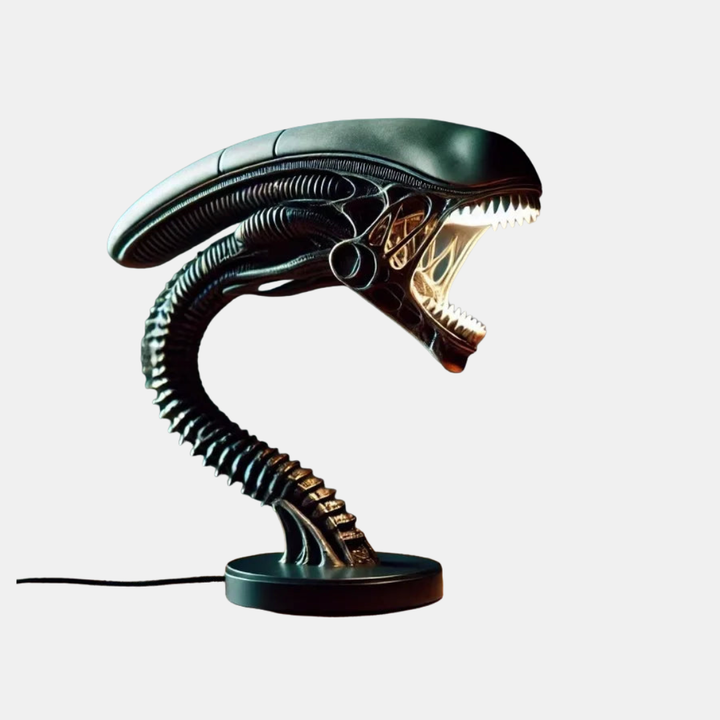 Sci-Fi Creature LED Table Lamp, a unique alien predator collectible. Perfect novelty USB lamp for gaming room decor.