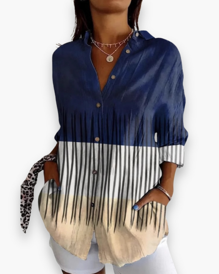 Women's Printed Long Sleeve Button-Up Shirt