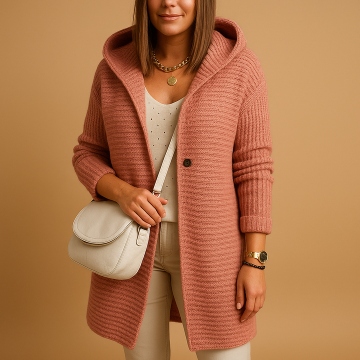 Chic women's open-front knit cardigan sweater, perfect for versatile layering & everyday fashion.