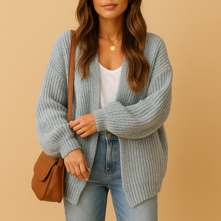 Versatile women's open-front cardigan. Perfect casual outerwear, ideal loose fit layering for any outfit.