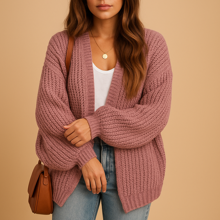 Effortless women's loose-fit open-front cardigan. Cozy & comfortable, a versatile layering piece for casual wear.