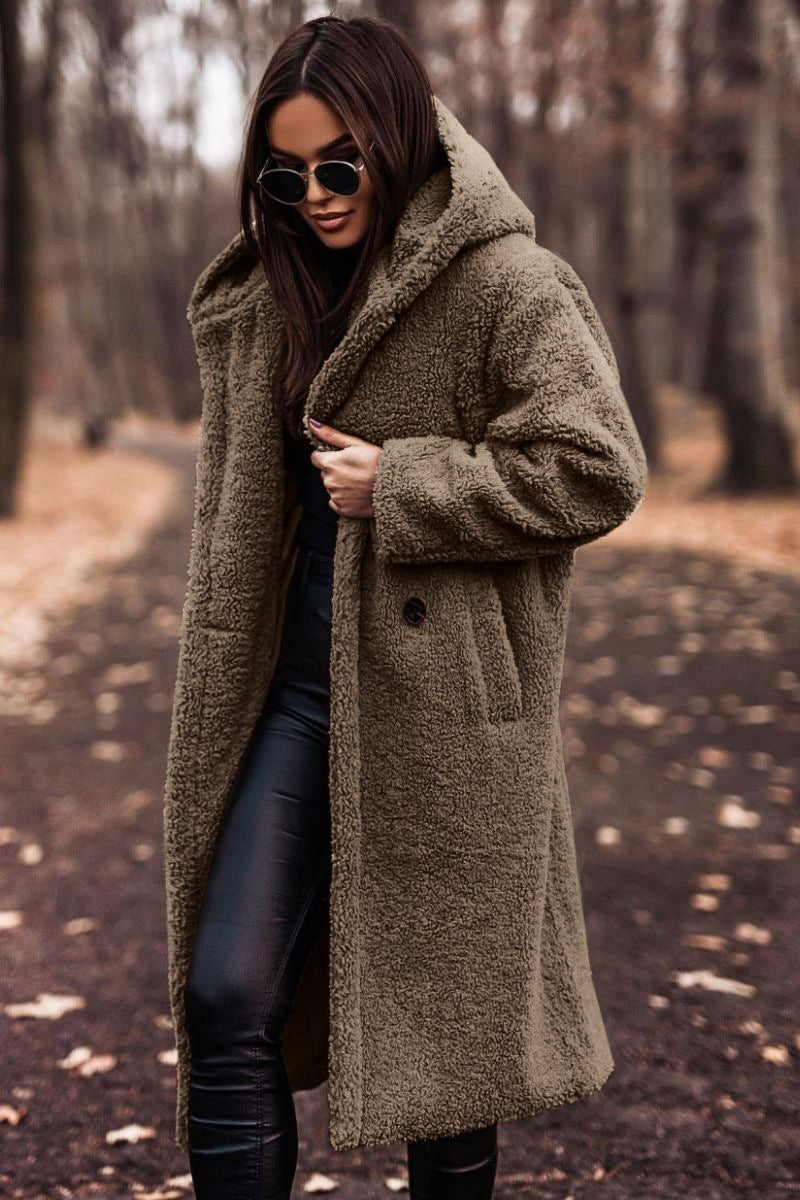 Elegant women's winter jacket, cozy and warm for cold weather and versatile fashion.