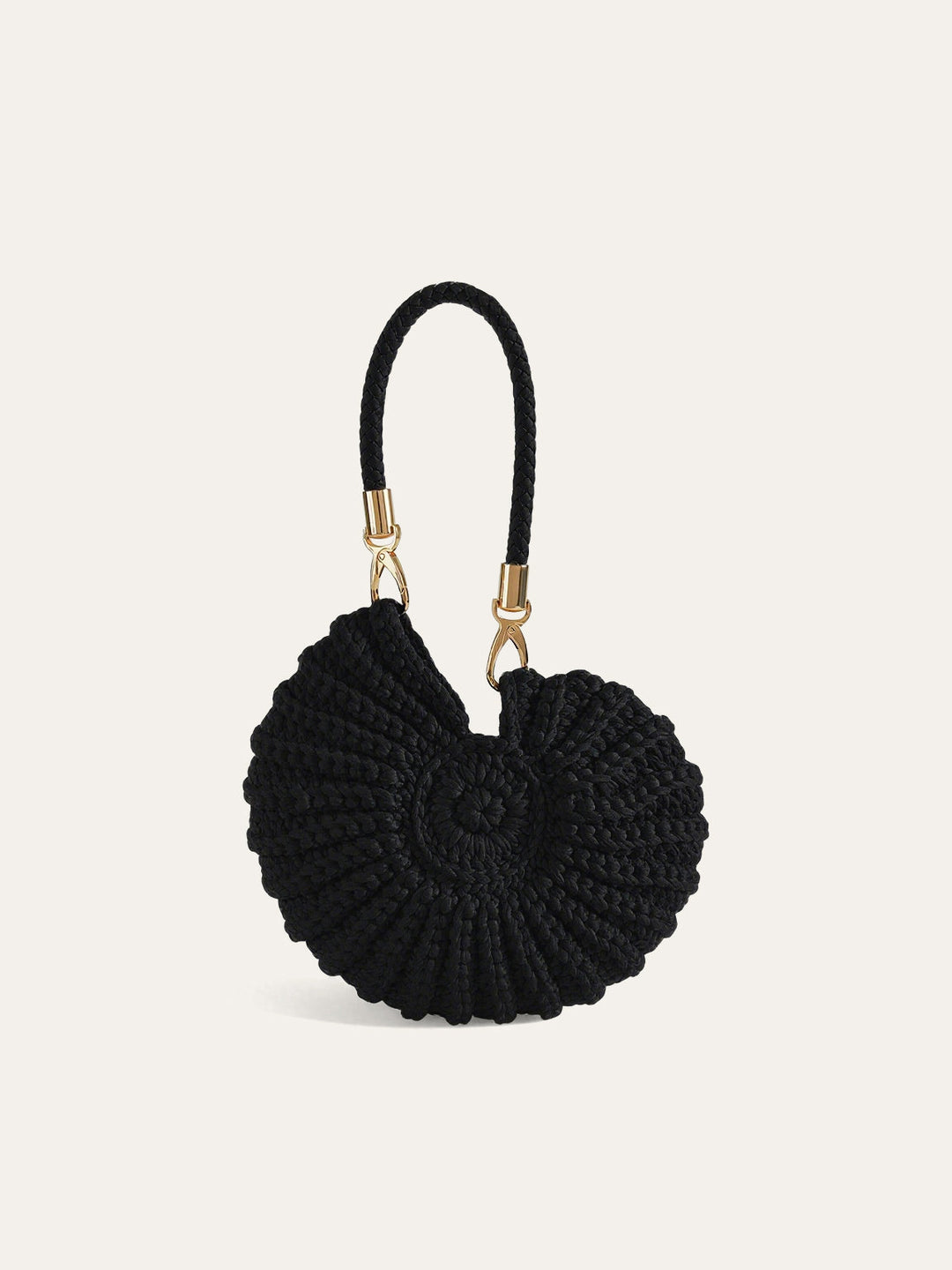 Playful women's polyester crochet conch bag, a unique fashion accessory with a distinctive shell design.