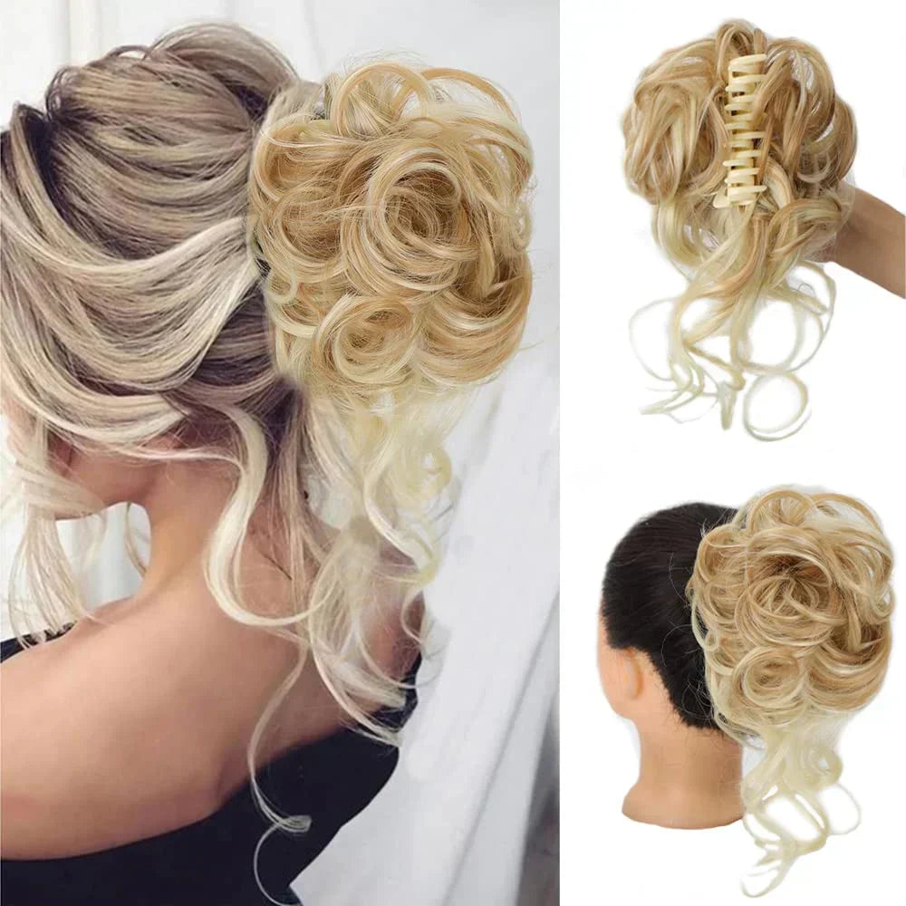 Hair accessory for women: instant bun clip with synthetic hair for elegant styles.