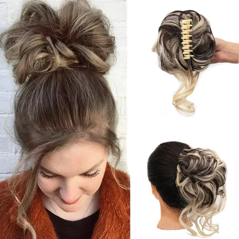 Women's hair styling clip, instant synthetic bun for a sophisticated updo.
