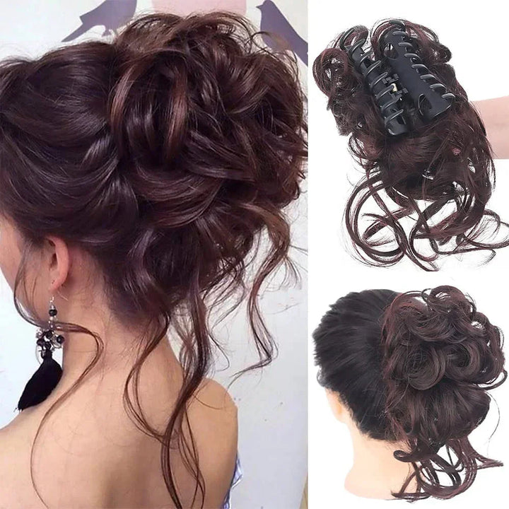 Women's instant updo hair accessory, synthetic bun clip for elegant hairstyles.