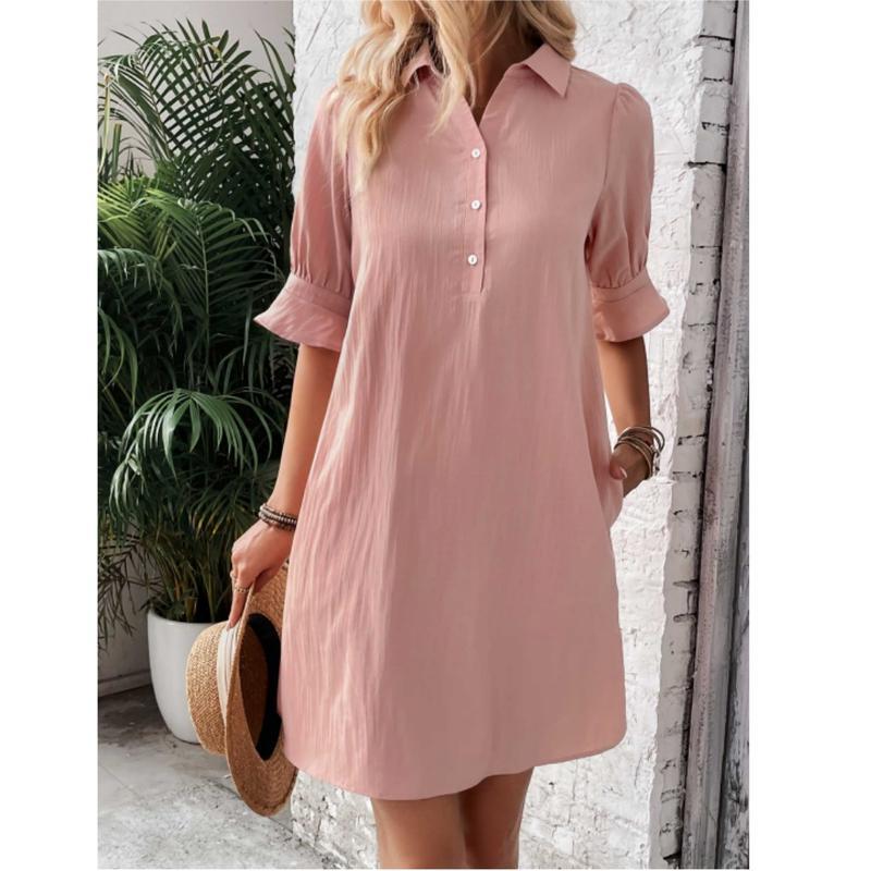 Women's Ruffle Sleeve Shirt Dress