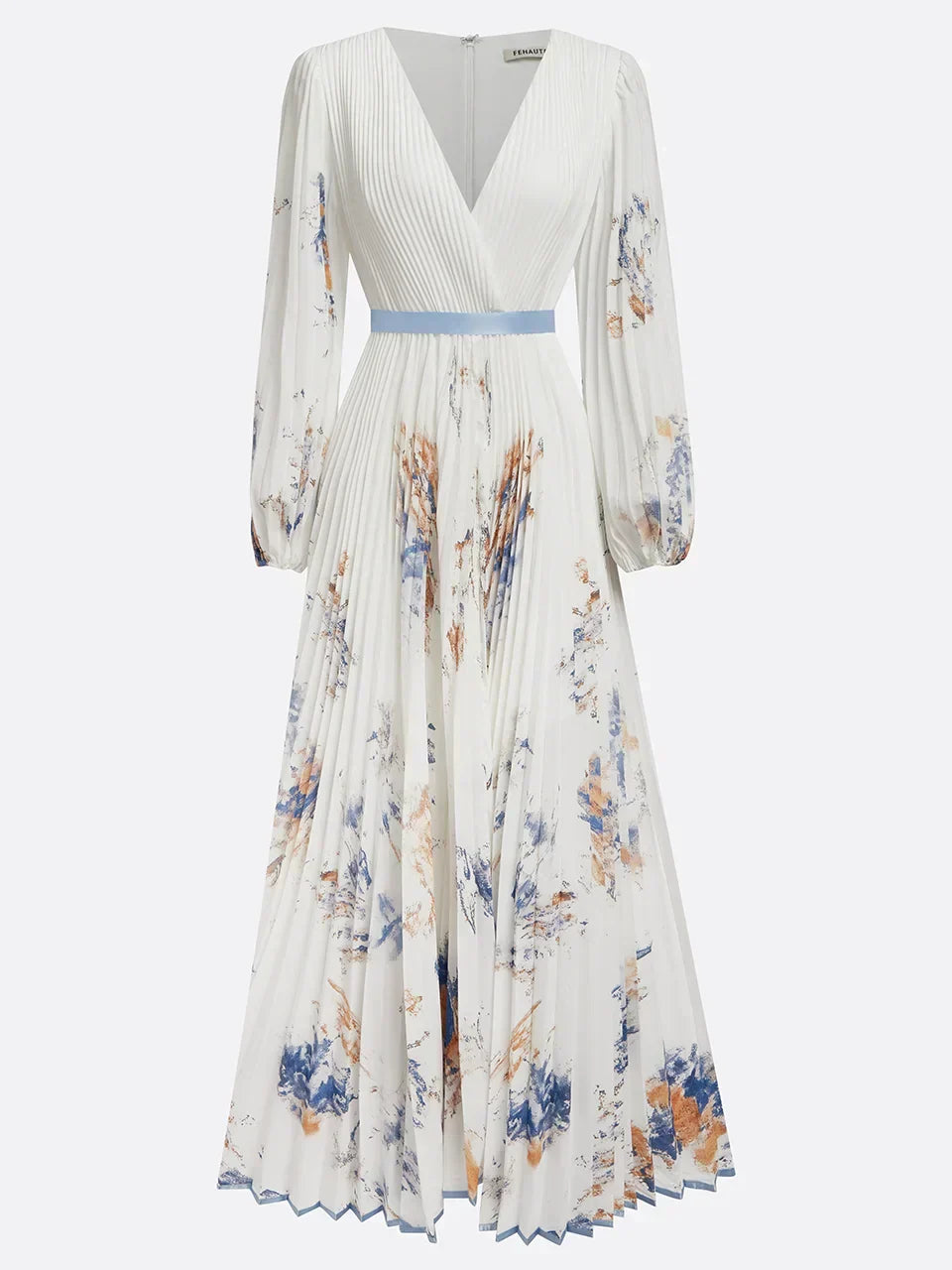 Women's V-Neck Maxi Dress with Puff Sleeves