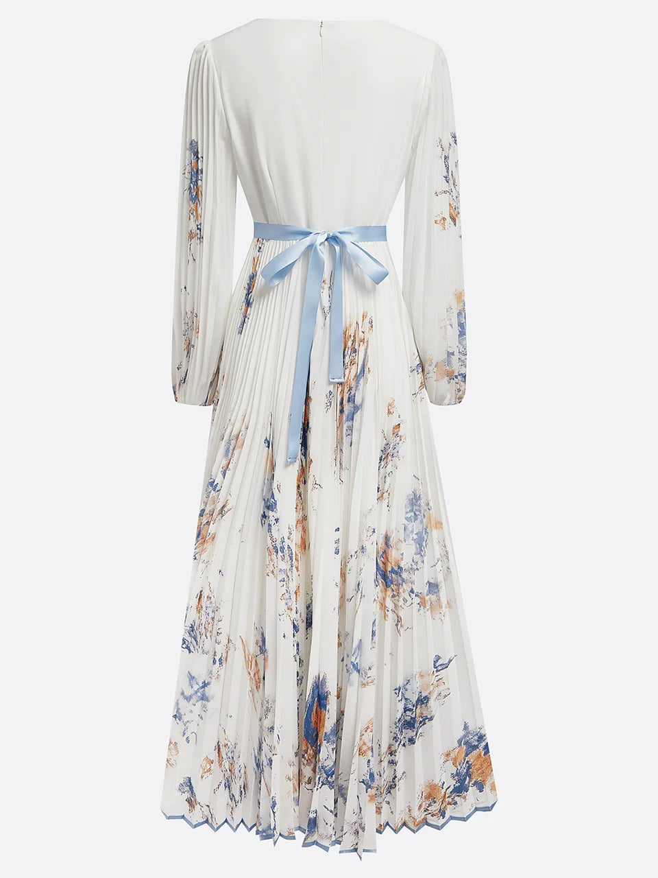 Women's V-Neck Maxi Dress with Puff Sleeves