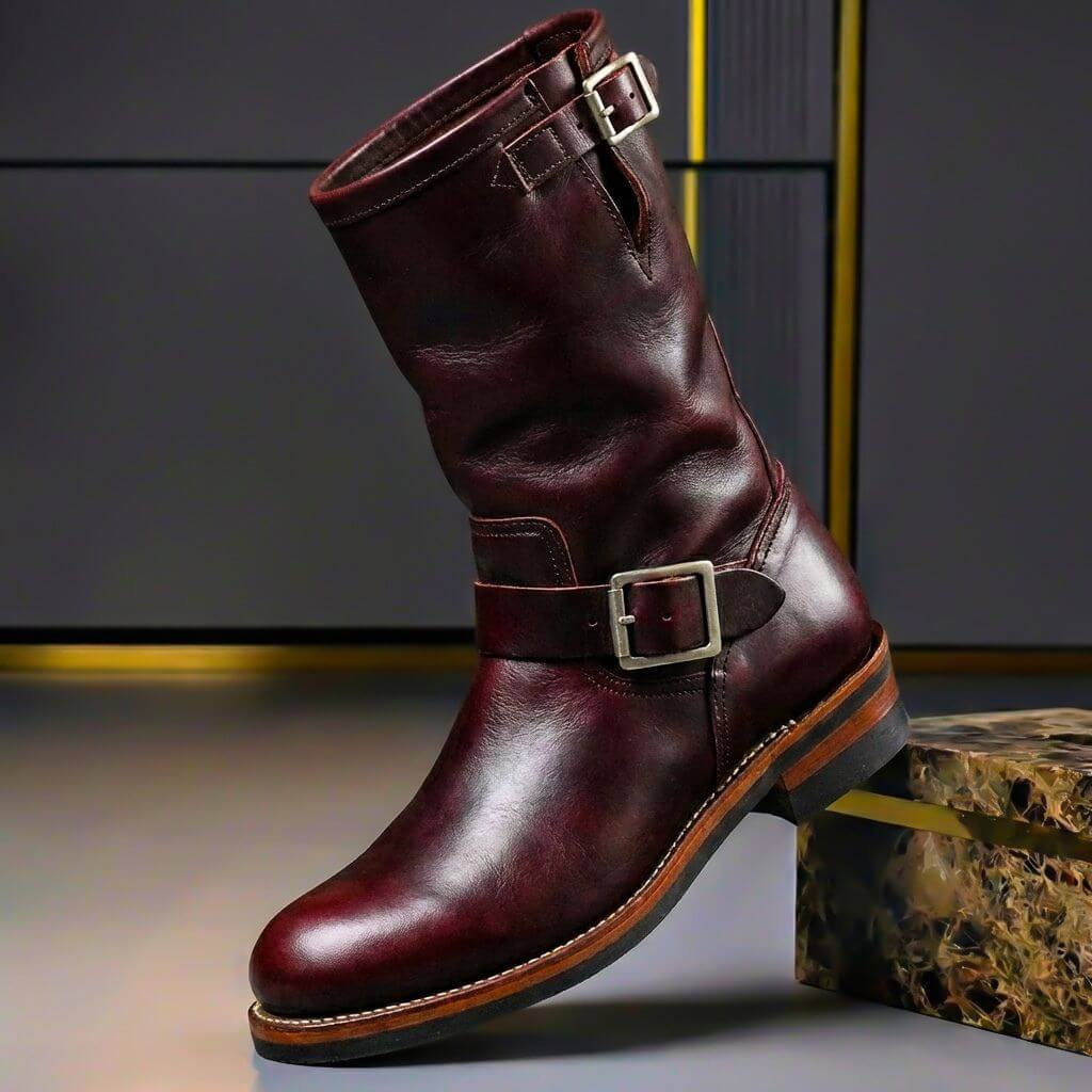 Classic men's rugged ankle boots in vintage style leather, great for everyday wear & fall fashion.