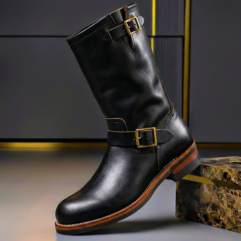 High-quality men's leather boots, rugged and vintage-styled for durable, comfortable smart casual footwear.