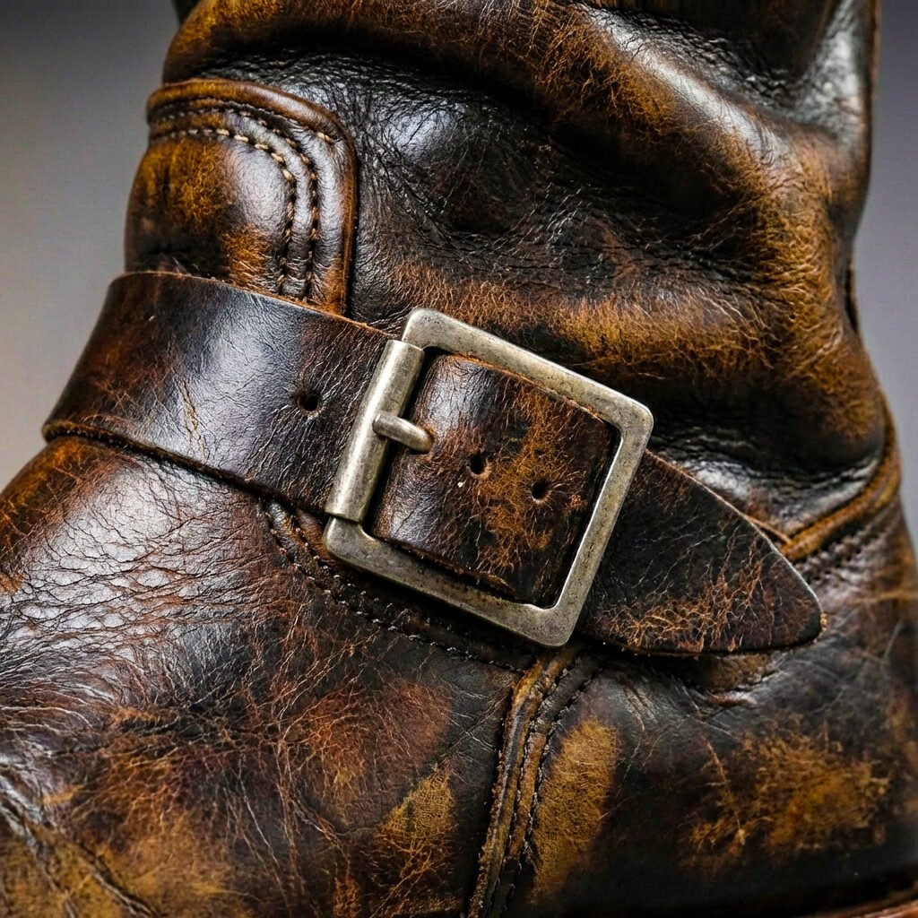 Stylish men's vintage-look rugged leather ankle boots, perfect for casual, everyday & winter fashion.