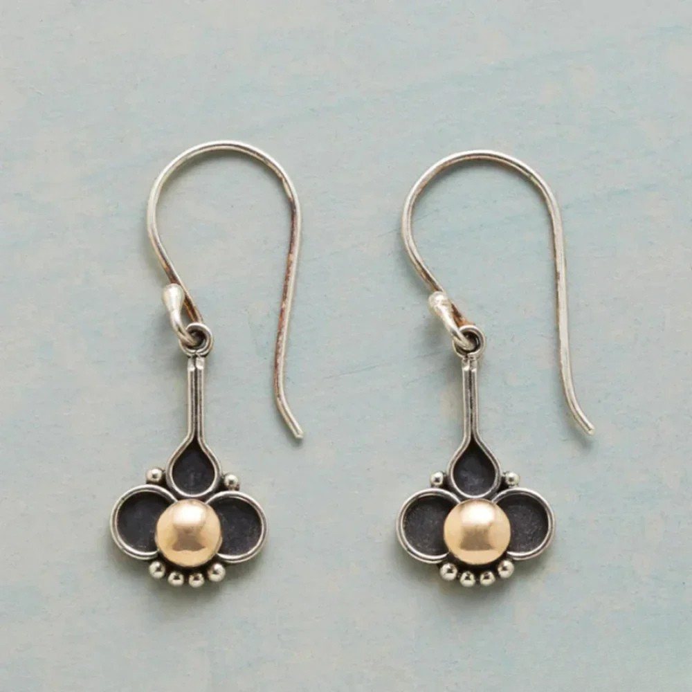 Bohemian Clover Pearl Drop Earrings
