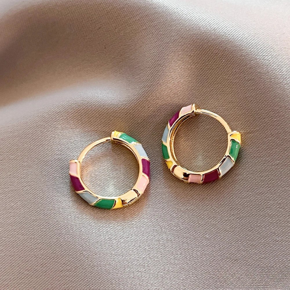 Gold Enamel Earrings