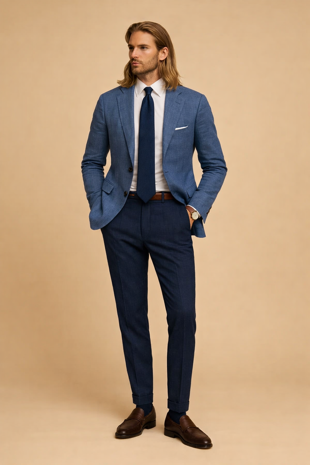 Men's elegant slim fit button-up jacket, perfect for formal or business attire, tailored and modern fashion.