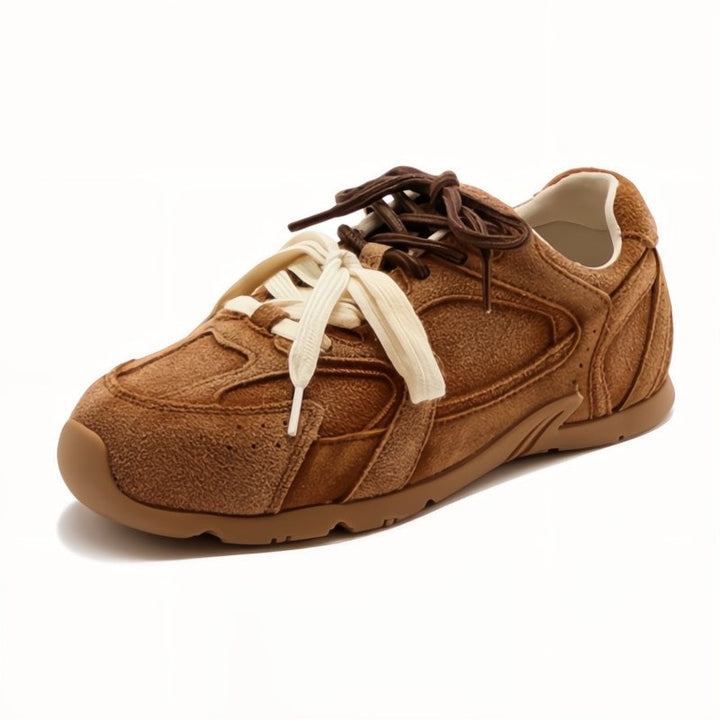 Women's chic low-top sneakers with unique dual-lace design for casual & stylish everyday wear.