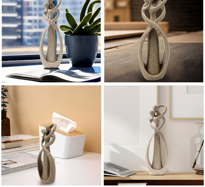 Beautiful abstract love figurine, a unique modern sculpture ideal for any elegant home decor style.