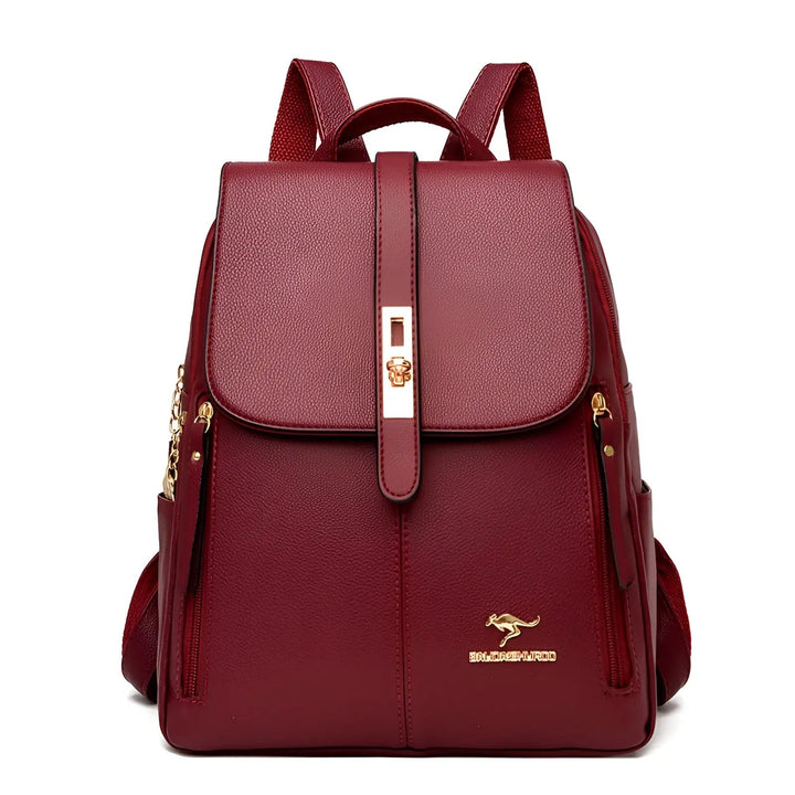 Stylish women's leather backpack with elegant design. High-quality leather, versatile for work, travel, or daily fashion.