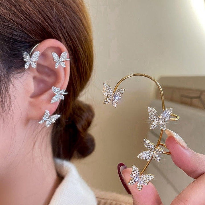 Delicate butterfly clip-on earrings for women, adjustable & piercing-free, elegant fashion jewelry.