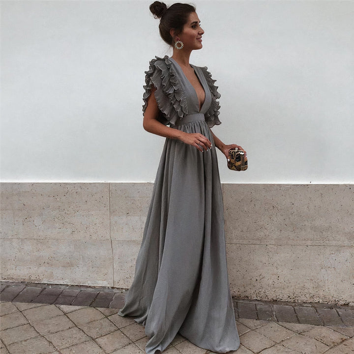 Stylish women's occasion dress, a chic summer party midi style that's both flattering & elegant.