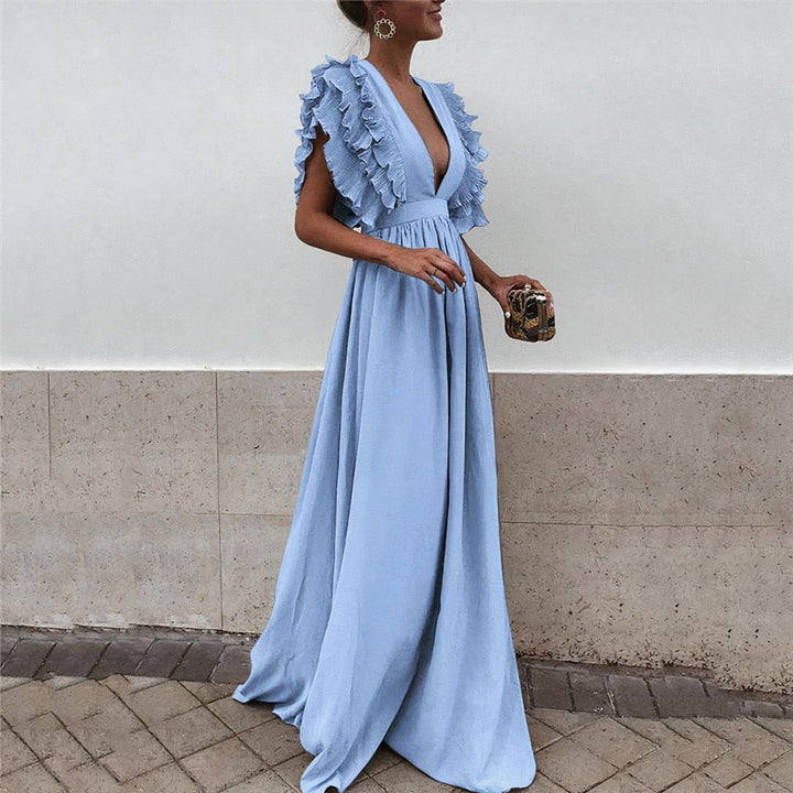 Comfortable women's elegant summer midi dress, perfect for parties, with a flattering fit.