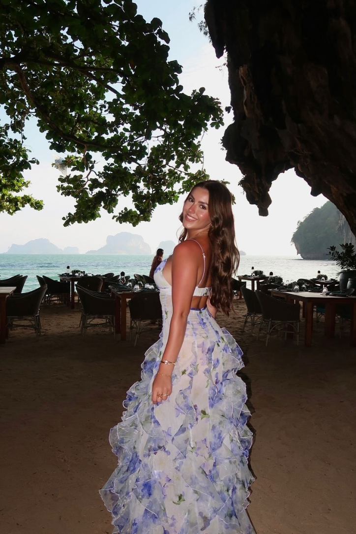 Women's Floral Cut-Out Maxi Dress