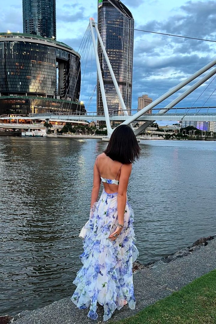Women's Floral Cut-Out Maxi Dress