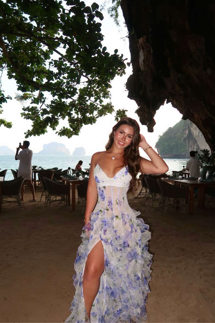 Women's Floral Cut-Out Maxi Dress
