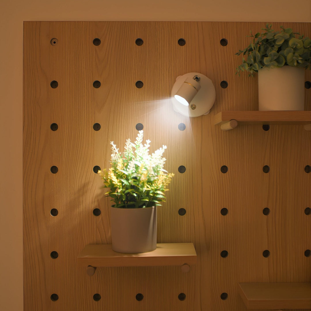 Easy install wireless LED spotlight, rechargeable & remote controlled for indoor accent light.