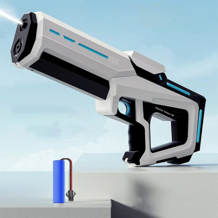 Automatic water gun, 1L tank, 33ft range. Perfect for summer fun, outdoor play & water battles.
