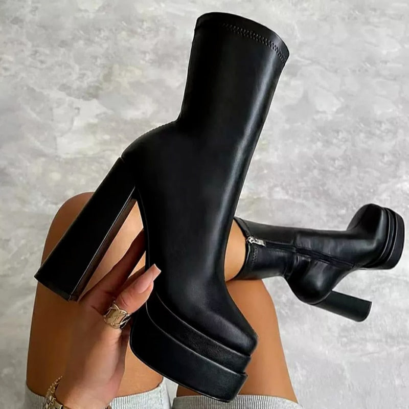 Trendy women's Pia platform boots, high heel fashion footwear with a bold chunky sole for a statement style.
