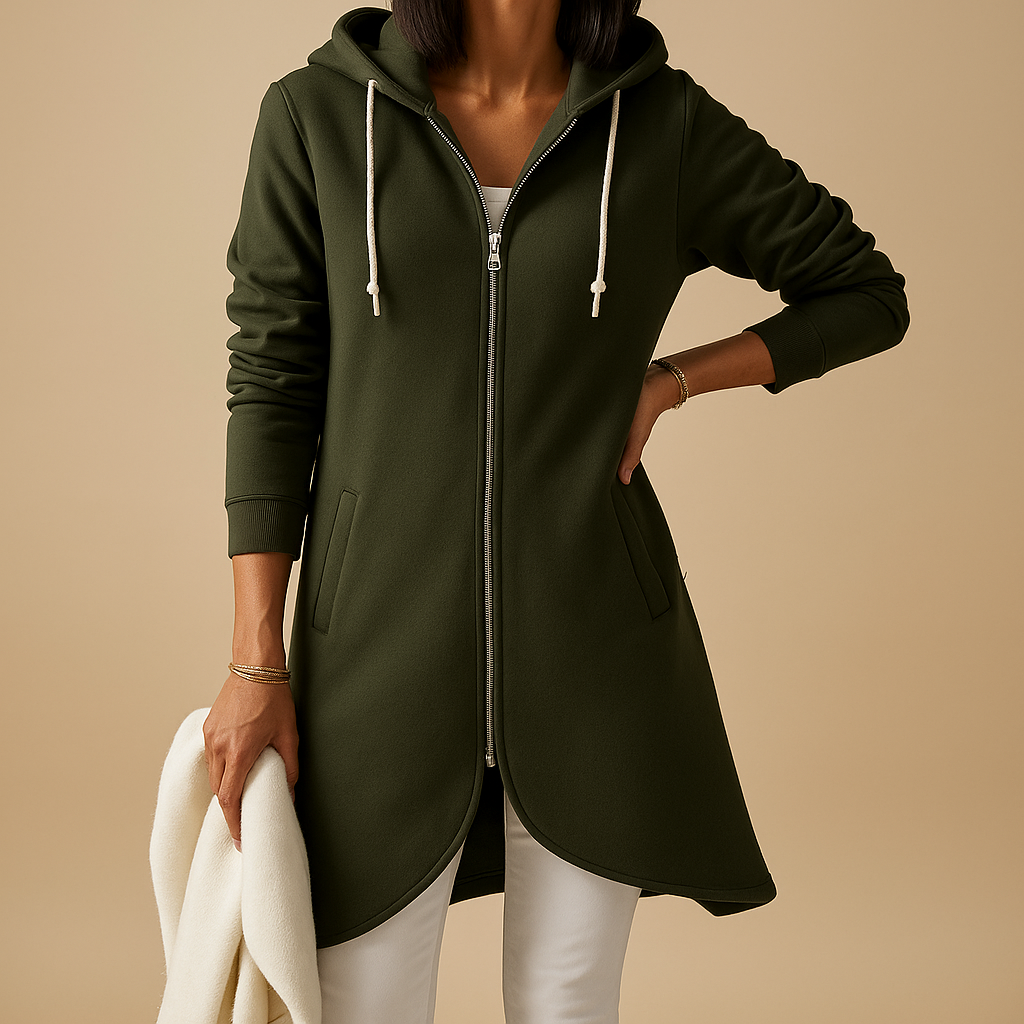 Chic women's open-front cardigan, a versatile layering piece for elegant office or relaxed casual outfits.