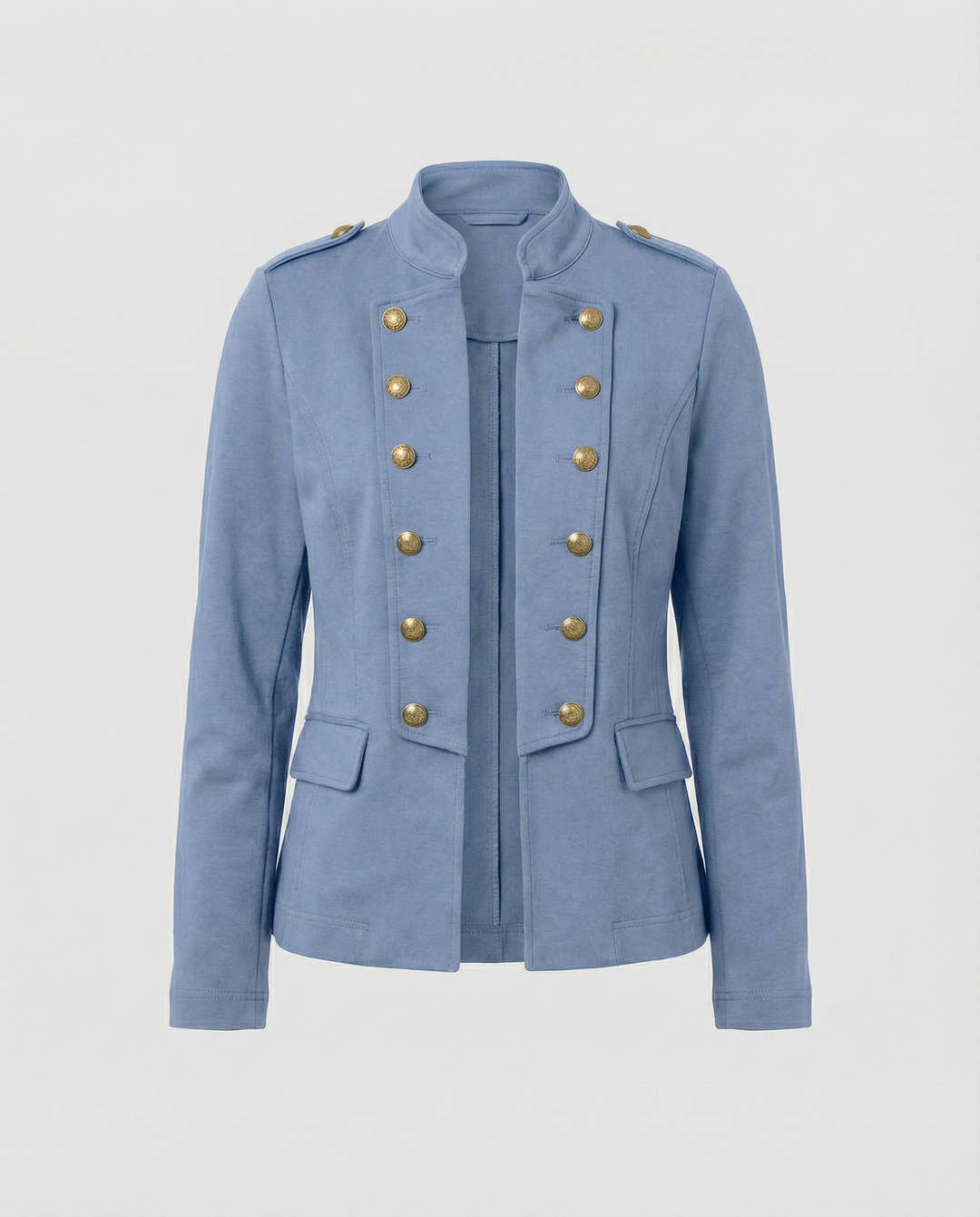 Women's versatile tailored stand-up collar blazer jacket. Stylish & elegant for office wear or casual outings.