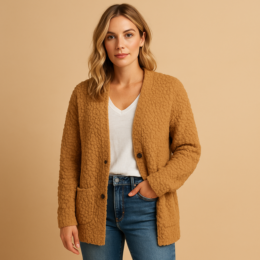 Elegant women's lightweight mid-season jacket in a neutral shade, perfect for spring or fall transitional weather.