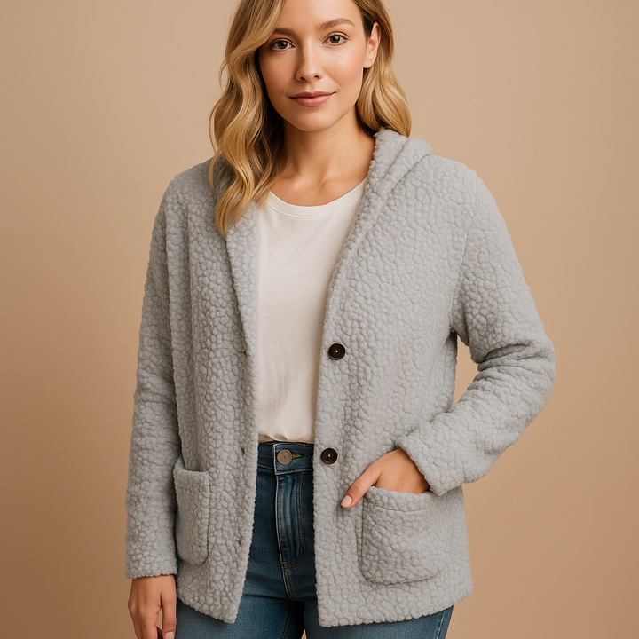 Chic women's lightweight jacket, an elegant mid-season outerwear piece suitable for sophisticated casual looks.