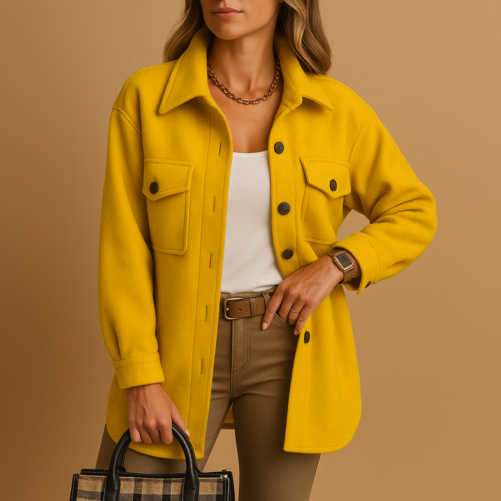 Elegant women's longline tailored winter coat in a sophisticated style, perfect for formal wear or cold weather.