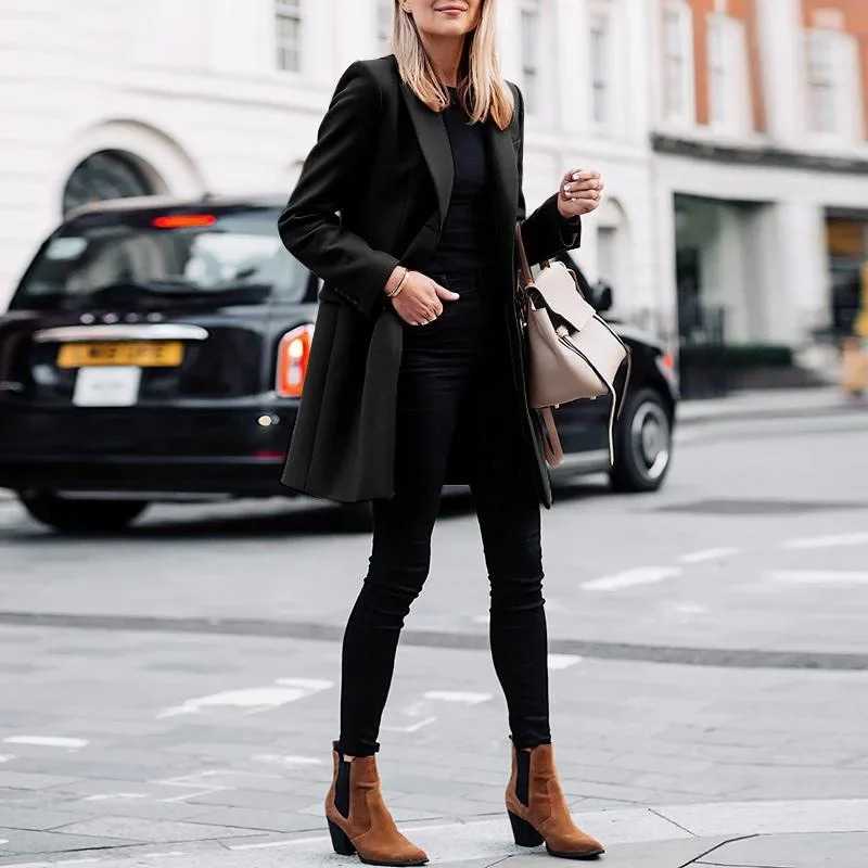 Sophisticated women's trench blazer coat, a classic tailored fit for elegant, all-season outerwear and style.