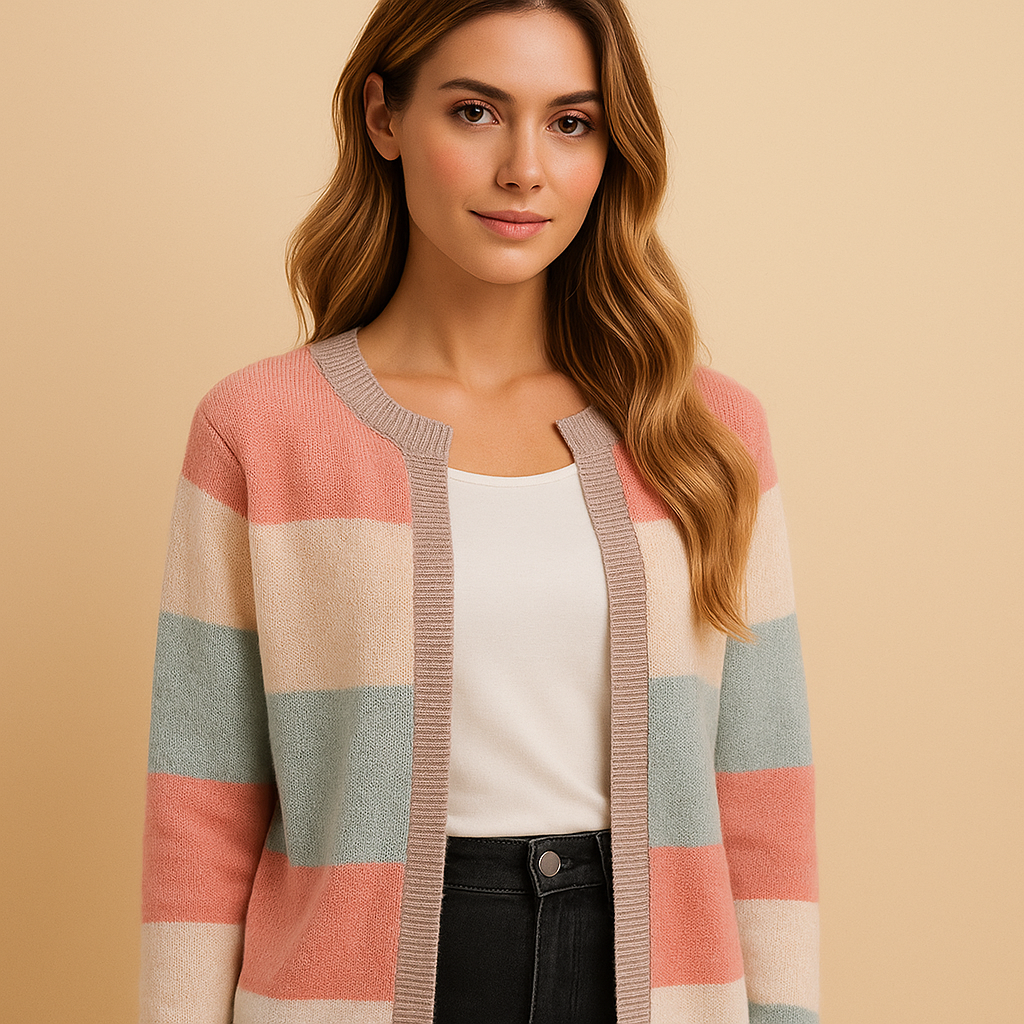 Chic women's open-front long cardigan. An elegant layering sweater, ideal for versatile fashion & comfortable wear.
