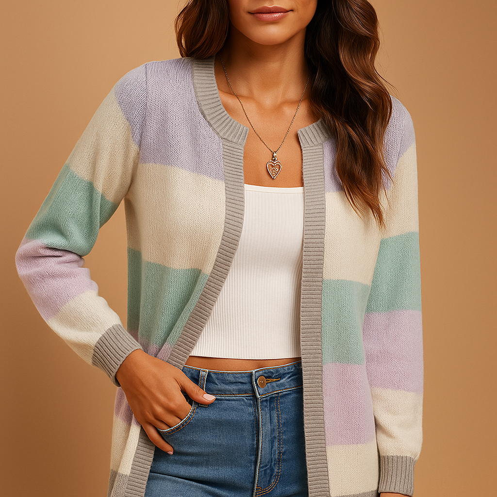 Comfortable women's long cardigan, an elegant open-front layering sweater perfect for versatile fall & spring fashion.